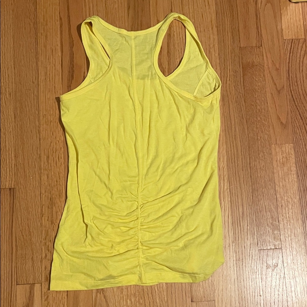 Marika Neon Yellow Racerback Ruched Tank Top - Picture 3 of 3